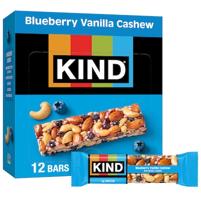 KIND Gluten Free Blueberry Vanilla Cashew Nut Bar, 12 Bars/Box (PHW18039)