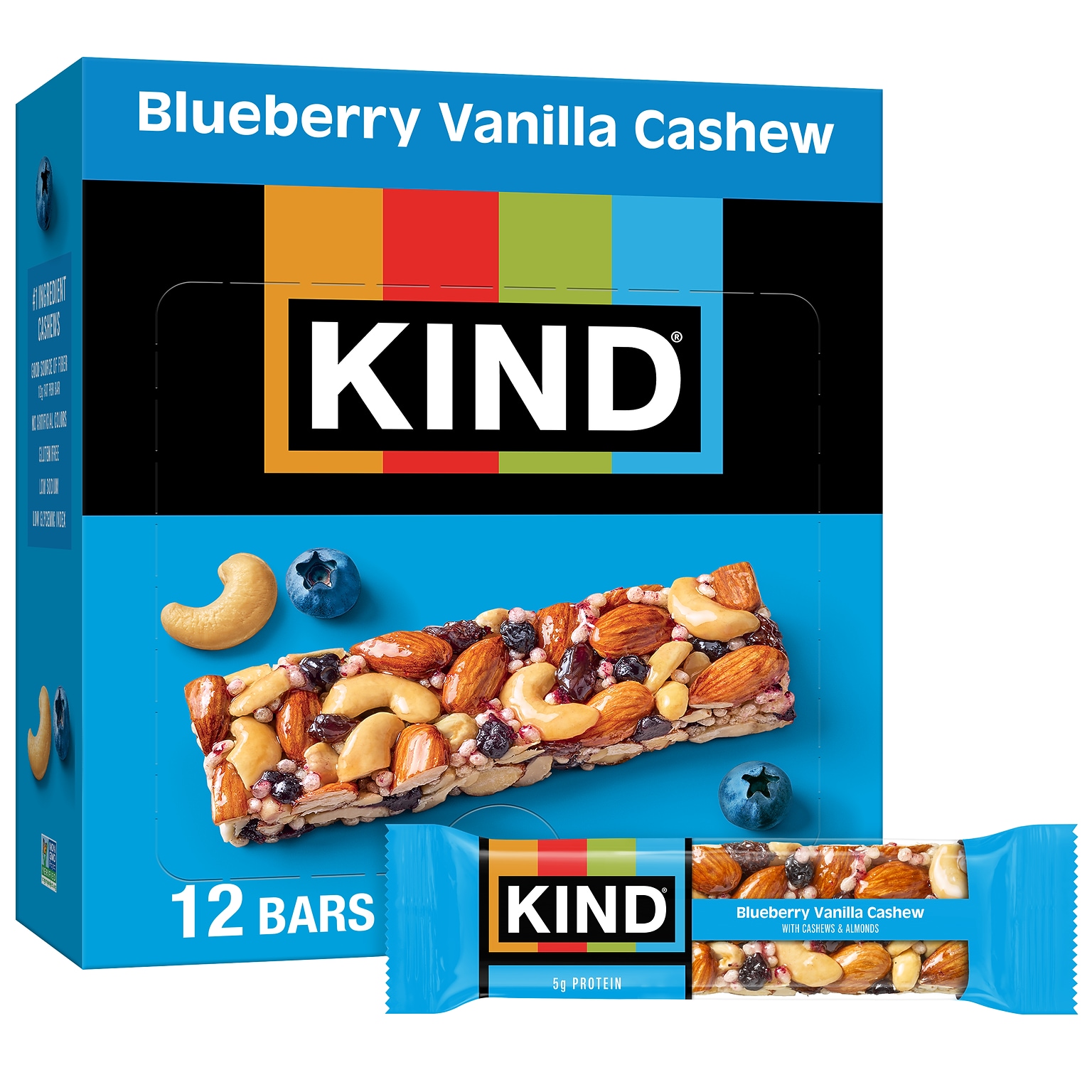 KIND Gluten Free Blueberry Vanilla Cashew Nut Bar, 12 Bars/Box (PHW18039)