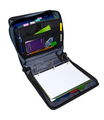 Case It Mighty Zip Tab 3" 3-Ring Zipper Binders, Black (D-146-BLACK)