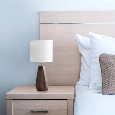 Simple Designs Ceramic Prism Table Lamp, Espresso Brown (LT2082-BWN)