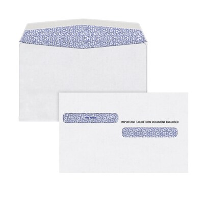 Adams Gummed Double Window Envelope for Tax Form, 5 5/8 x 9, White, 100/Pack (DW4ALT100)