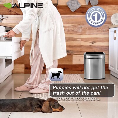 Alpine Industries Stainless Steel Indoor Trash Can with Liner, 2.6 Gallon, Silver (470-10L)