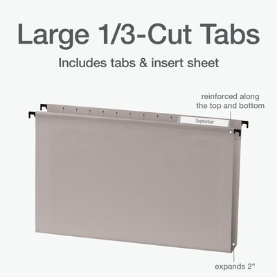 Pendaflex Heavy Duty Reinforced Box Bottom Hanging File Folder, Straight, Legal, Light gray, 20/Box (1006980)