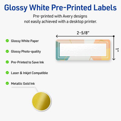 Avery Rectangle Laser/Inkjet Multipurpose Labels, 1 x 2-5/8, White, 160/Pack (19479371100)