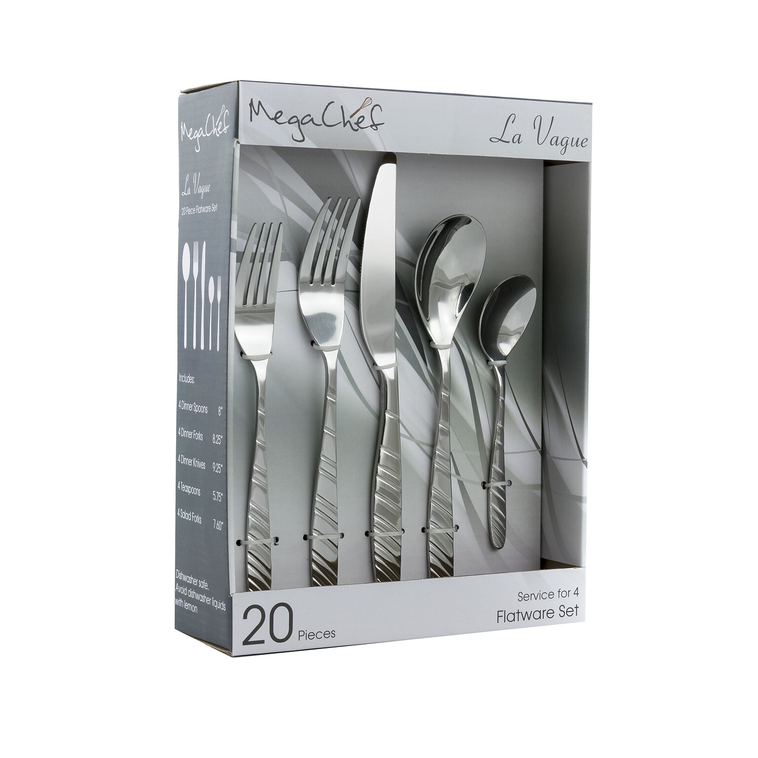 MegaChef LaVague Stainless Steel Flatware Set, 20 Piece (937112469M)