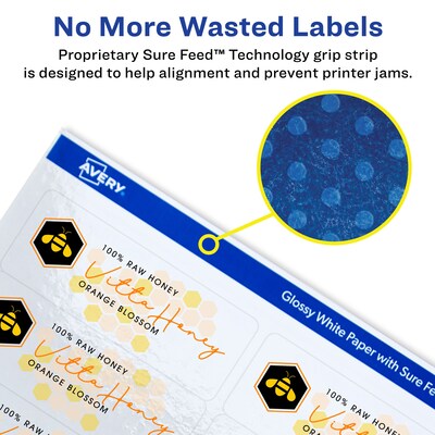 Avery Laser/Inkjet Rectangle Labels, 2" x 3", Glossy White, 200 Labels/Pack (94237)