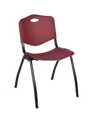 Regency 42" Laminate Round Table with 4 M Stacker Chairs, Burgundy and Gray (TKB42RNDGY47BY)