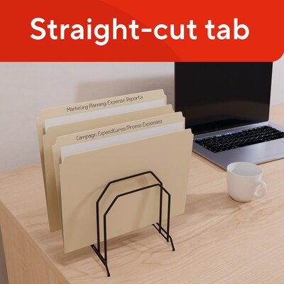 Staples 30% Recycled File Folders, Single Tab, Letter Size, Manila, 100/Box (ST56676-CC)