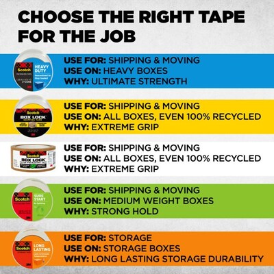 Scotch Heavy Duty Packing Tape, 1.88" x 43.7 yds., Clear, 8/Pack (3850-40-8-6GC)