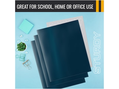 Better Office Glossy 2-Pocket Portfolio Folder, Dark Blue, 25/Pack (80176-25PK)