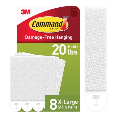 Command Extra Large Hanging Strip, 20 lb., White, 8/Pack (17217-8ES)