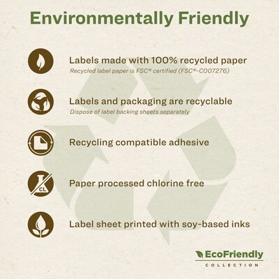 Avery EcoFriendly Round Labels, 2" diameter, Matte White, Laser/Inkjet, 1200 Labels/Pack (93593)