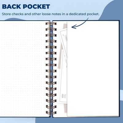 Clever Fox Check Register Book, 8.3" x 6.1", Dark Blue, 135 Sheets/Book (CF-CRS-DRKBLUE)