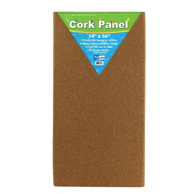 Flipside Cork Panel, 36" x 16", Brown, 3/Carton (37016-3)