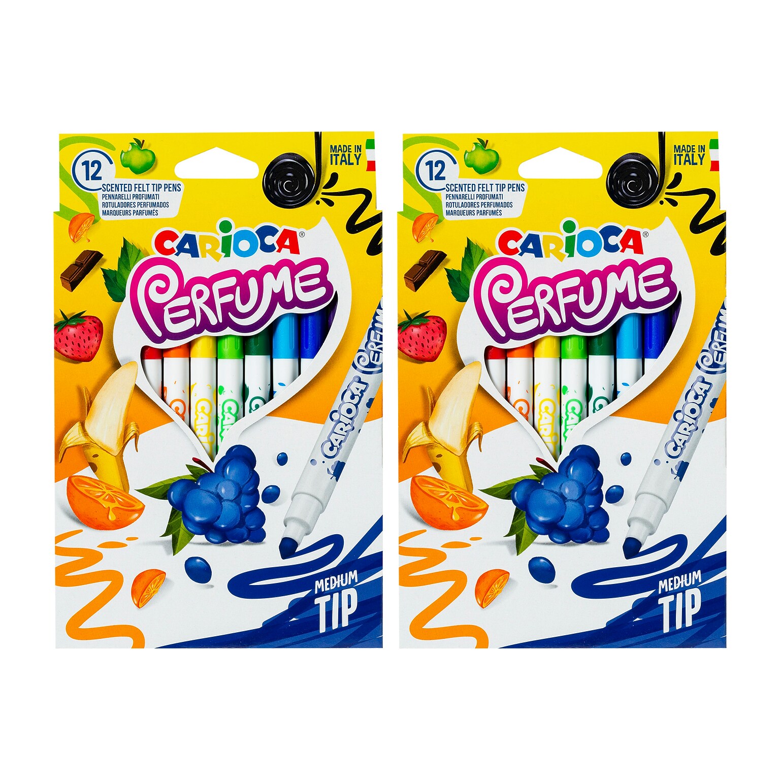 CARIOCA Perfume Washable Kids Markers, Medium, Assorted Colors, 12/Pack, 2/Bundle (CRA42672-2)