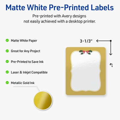Avery Rectangle Multipurpose Labels, 4 x 3-1/3, White, 40/Pack (19479370470)
