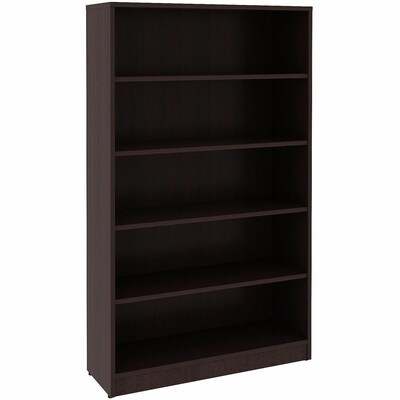 Lorell Essentials 60 5-Shelf Bookcase with Adjustable-Shelves, Espresso Laminate (LLR18250)