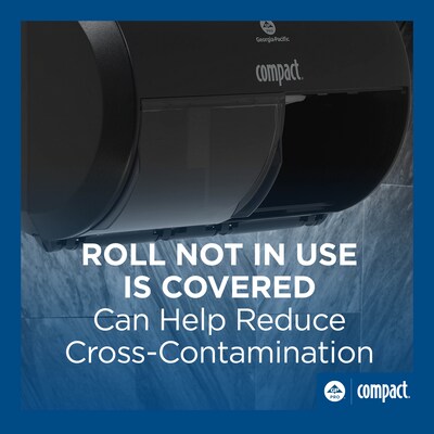 Compact 2-Roll Side-by-Side Coreless Toilet Paper Dispenser by GP PRO, Black (56784A)