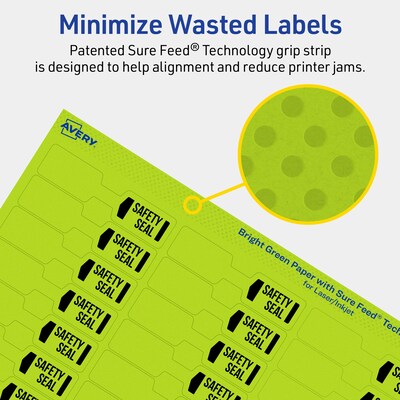 Avery Laser/Inkjet Multipurpose Decorative Edge Labels, 0.5" x 2.5", Bright Green, 1800/Pack (94749)