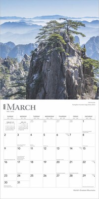 2025 BrownTrout World's Greatest Mountains 12" x 12" Monthly Square Wall Calendar (9781975475338)