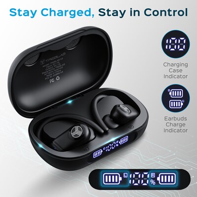 Treblab Wireless Noise Canceling Earbuds, Bluetooth, Black (X4)