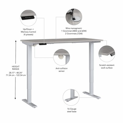 Bush Business Furniture Move 40 Series 28"-48" Adjustable Standing Desk, Platinum Gray/Cool Gray Metallic (M4S7230PGSK)