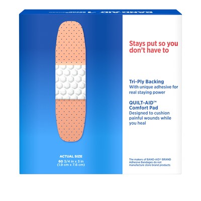 Band-Aid Brand Tru-Stay Plastic Strips Adhesive Bandages, All One Size, 60/Count (513186)