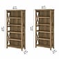 Bush Furniture Key West 66"H 5-Shelf Bookcase with Adjustable Shelves, Reclaimed Pine Laminated Wood, 2/Set (KWS046RCP)