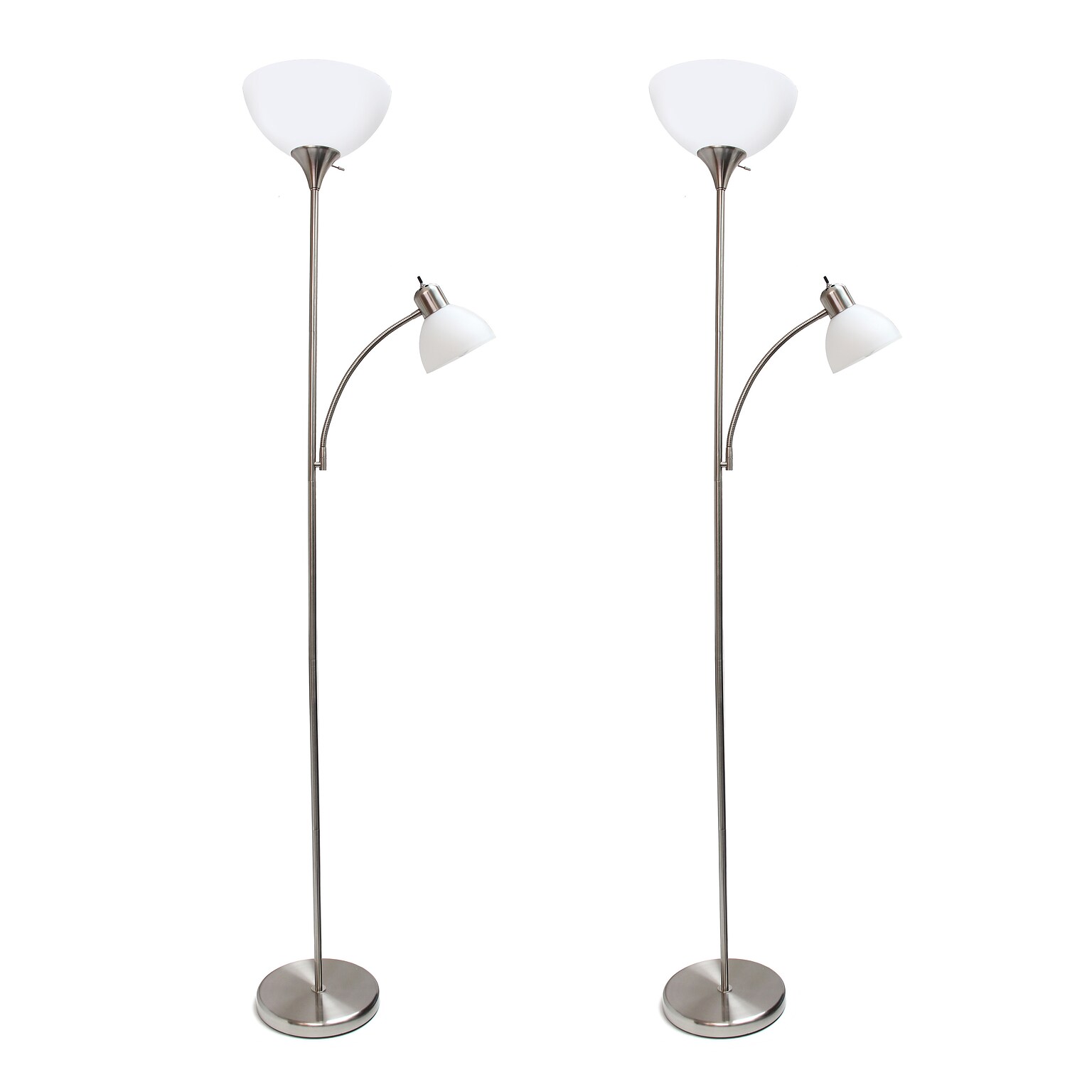 Simple Designs 71.5 Floor Lamp with Dome Shades, Brushed Nickel, 2/Pack (LF2000-BSN-2PK)