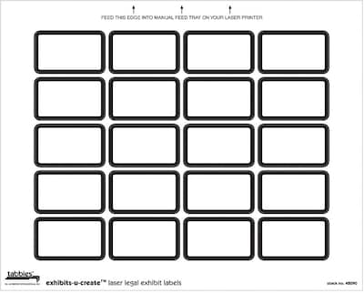 Tabbies Exhibits-U-Create Labels, Blank, 1 X 1 5/8, White, 240/Pack (48090)