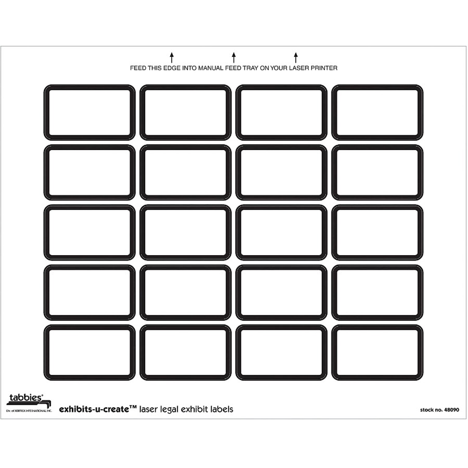 Tabbies Exhibits-U-Create Labels, Blank, 1 X 1 5/8, White, 240/Pack (48090)