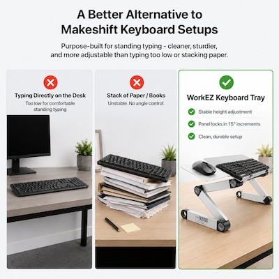 Uncaged Ergonomics WorkEZ Adjustable Keyboard and Mouse Tray, Silver (WEKTs)