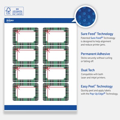 Avery Rectangle Multipurpose Labels, 2" x 3", White, 80/Pack (19479370407)