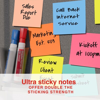 Staples Ultra Sticky Notes, 3" x 3", Golden Hour Collection, 100 Sheets/Pad, 12 Pads/Pack (ST62884)