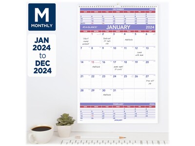 2024 AT-A-GLANCE 22.75" x 15.5" Three-Month Wall Calendar (PM6-28-24)