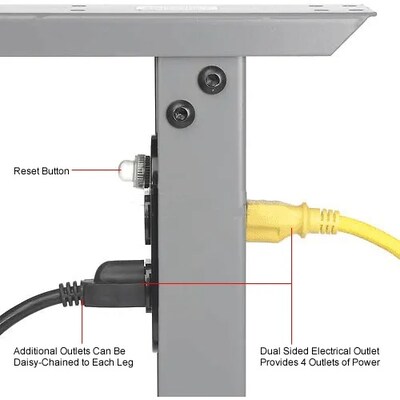 Global Industrial Height Adjustable Workbench, 72"W x 30"D, Birch Square Edge, Gray (318913GY)