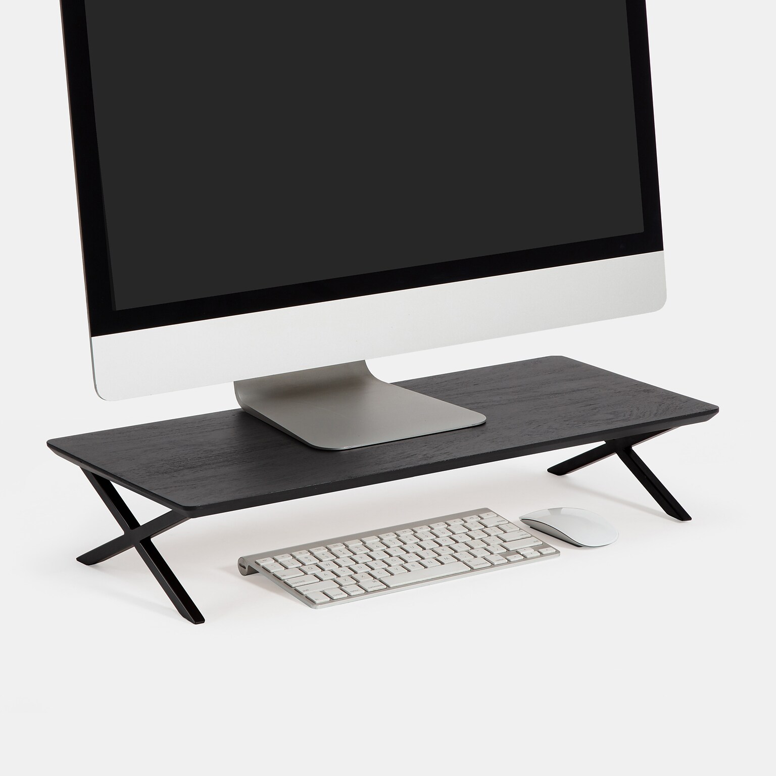 Anji Mountain Acacia Wood & Metal Monitor Stand, Up to 32 Monitor, Black (MS-BLK-04BLK)