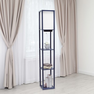 Simple Designs Etagere Organizer 62.5" Floor Lamp with Rectangular Shade, Navy Blue (LF1037-NAV-CCLB)