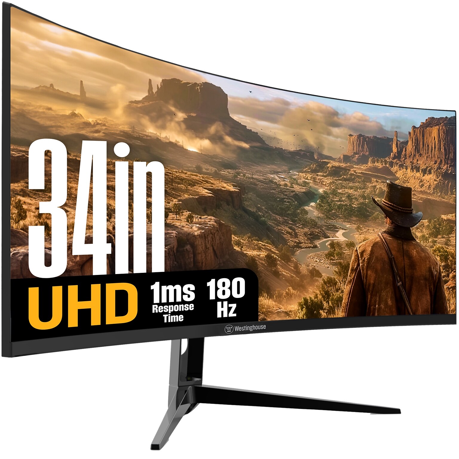 Westinghouse Ultrawide 34 Curved WQHD 180Hz LED AMD FreeSync Gaming Monitor, Built-In Speaker, Black (WC34BX6250)