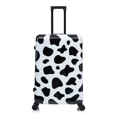 InUSA Prints 28 Hardside Suitcase, 4-Wheeled Spinner, TSA Checkpoint Friendly, Cow Animal Print (IUAPC00L-COW)