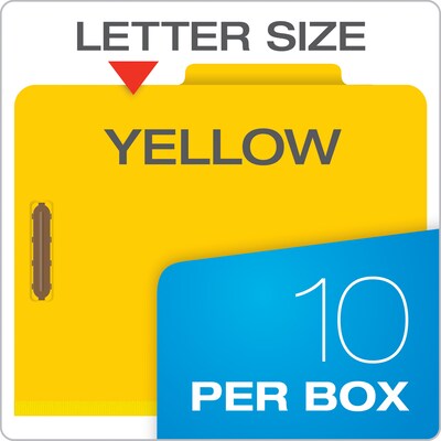 Pendaflex Pressboard Classification Folder, 1-Dividers, 1 3/4" Expansion, Letter Size, Yellow, 10/Box (23734)
