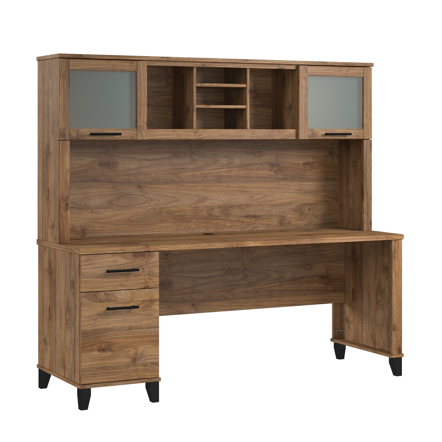 Bush Home Somerset 72 W Office Desk with Drawers and Hutch, Fresh Walnut (SET018FW)
