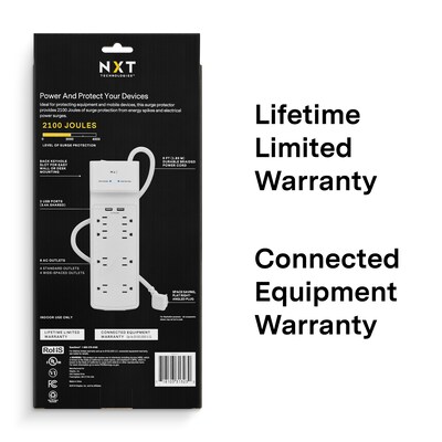 NXT Technologies™ 8-Outlet Plus USB Surge Protector, 6' Cord, 2100 Joules (NX54317)