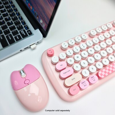 SaharaCase Wireless Ergonomic Keyboard and Mouse Combo, Pink (KB10)