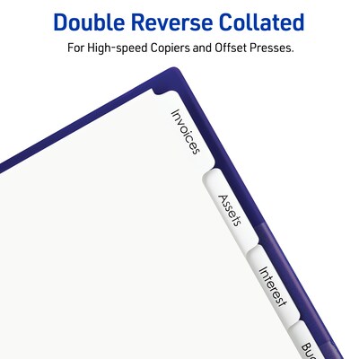 Avery Copier Tab Dividers, Single Reverse Collated, 5-Tab, White, 30 Sets/Box (20416)