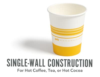 Perk™ Paper Hot Cup, 8 Oz., White/Yellow, 500/Carton (PK45592CT)