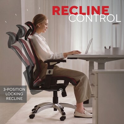 Staples Hyken Ergonomic Mesh Swivel Task Chair, Maroon (ST63138)