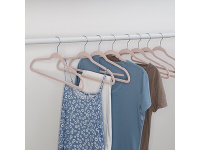 Honey-Can-Do Metal Slim-Profile Nonslip Velvet Hanger, Dusty Pink, 35/Pack (HNG-09733)