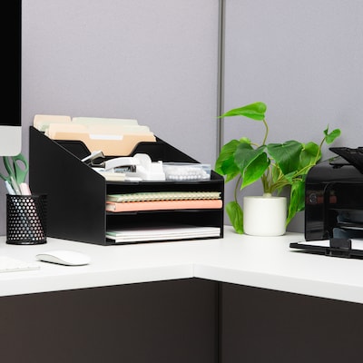 Mind Reader 5-Compartment Plastic Desk Tray, Black (ANCHBOX5-BLK)