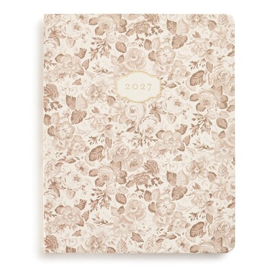 2027 Eccolo Laura Ashley Floral 8 x 10 Weekly & Monthly Planner, Faux Leather Cover, Brown (RY27-401D)